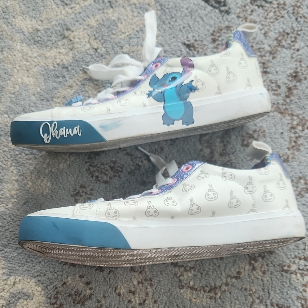 Disney Groundup Lilo & Stitch Low Top Sneakers White Blue 9 - Picture 10 of 15